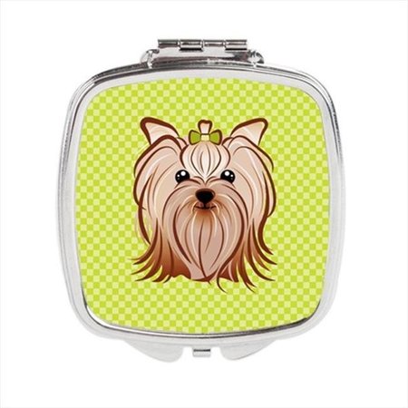 CAROLINES TREASURES Carolines Treasures BB1266SCM Checkerboard Lime Green Yorkie Yorkishire Terrier Compact Mirror; 2.75 x 3 x .3 In. BB1266SCM